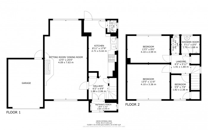 Floorplan for Exeter Close, Eastbourne, East Sussex